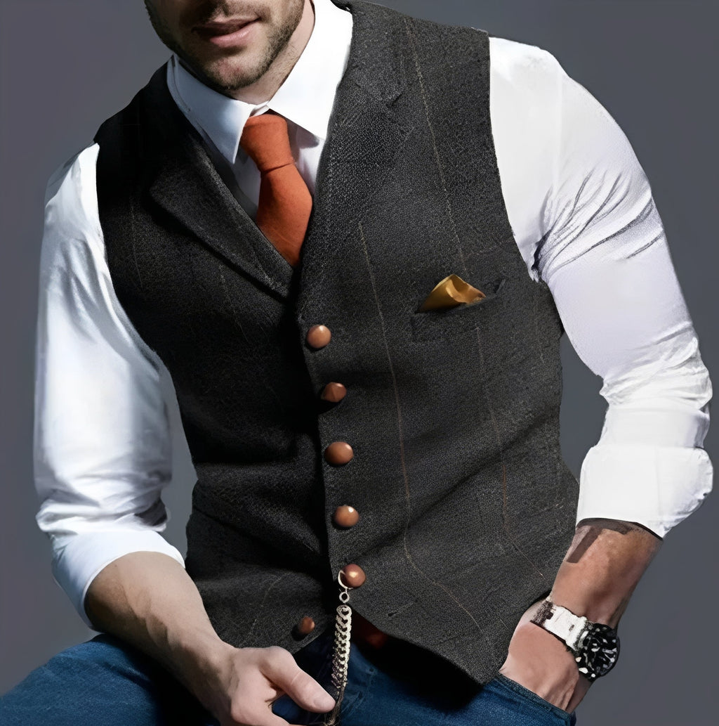 Waistcoat and Vintage Vest with Structured Cut