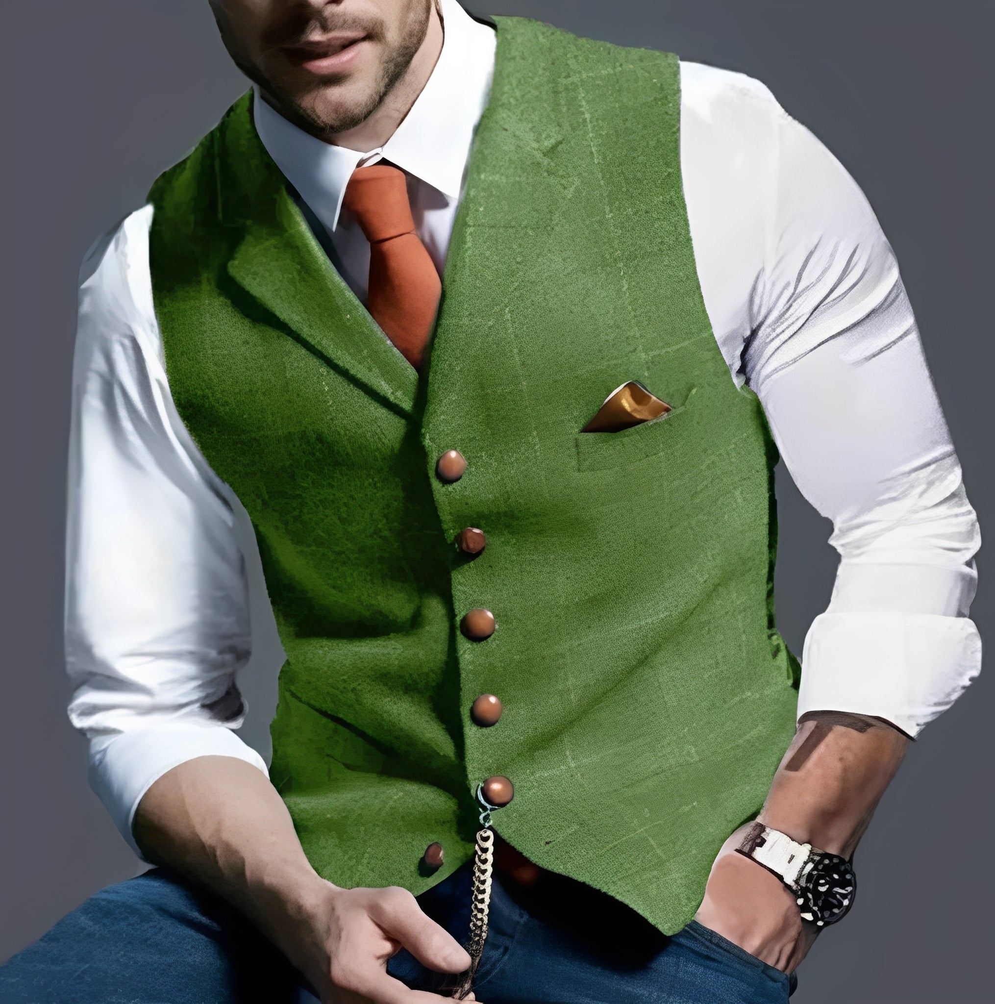Waistcoat and Vintage Vest with Structured Cut