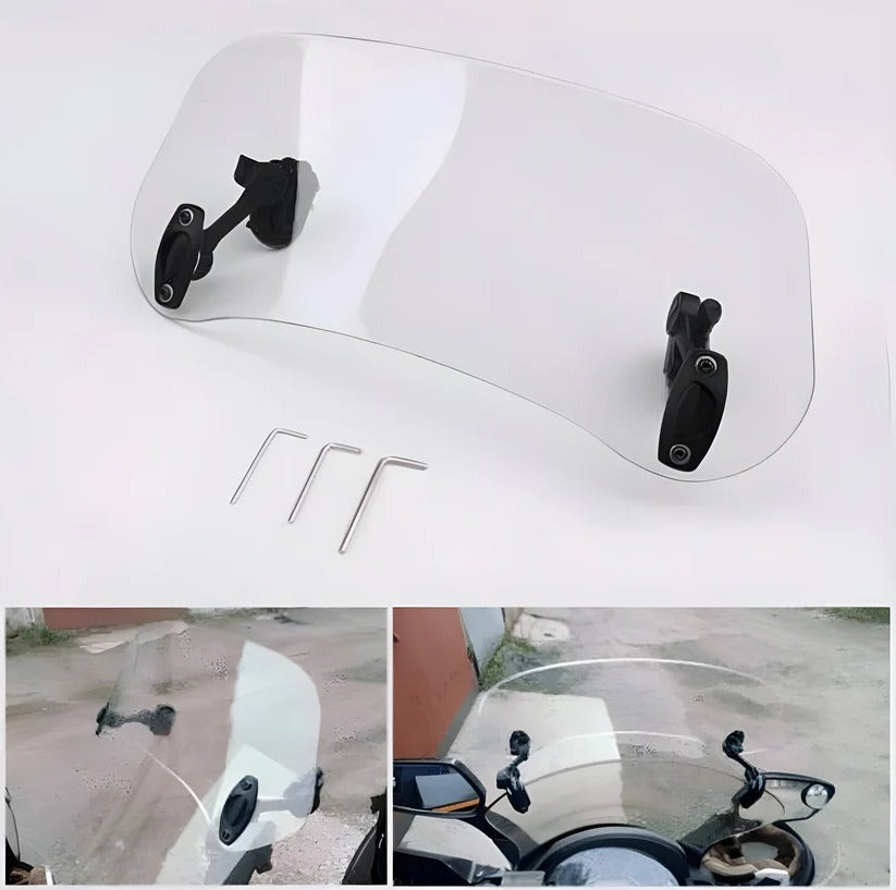 Adjustable Motorcycle Windshield Extension with Clamp Mount