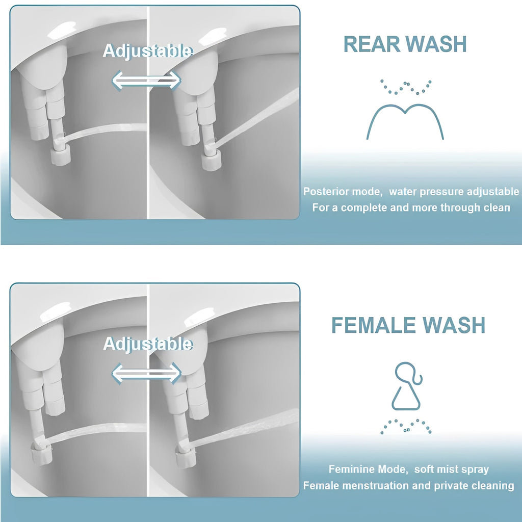 Bidet Attachment with Dual Spray Nozzles for Toilets