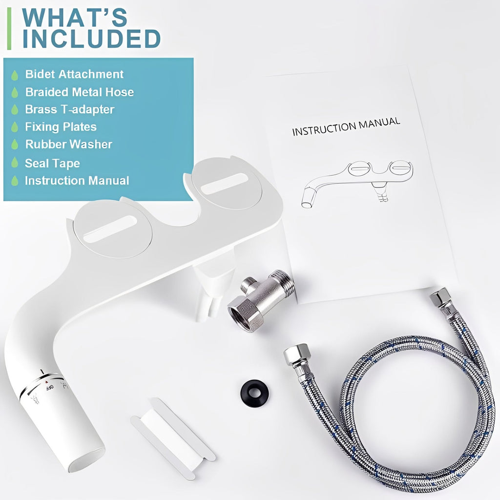 Bidet Attachment with Dual Spray Nozzles for Toilets