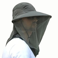 Wide Brim Sun Hat with Detachable Mosquito Net