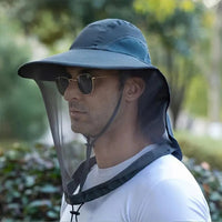 Wide Brim Sun Hat with Detachable Mosquito Net