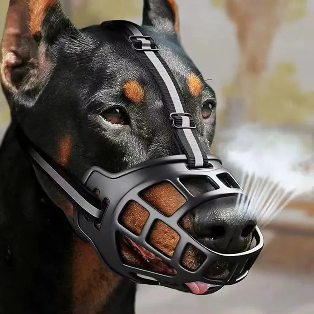 Breathable Dog Muzzle with Reflective Strips for Visibility