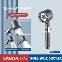 3 Mode Shower Head with Built In Filter and Massage Brush