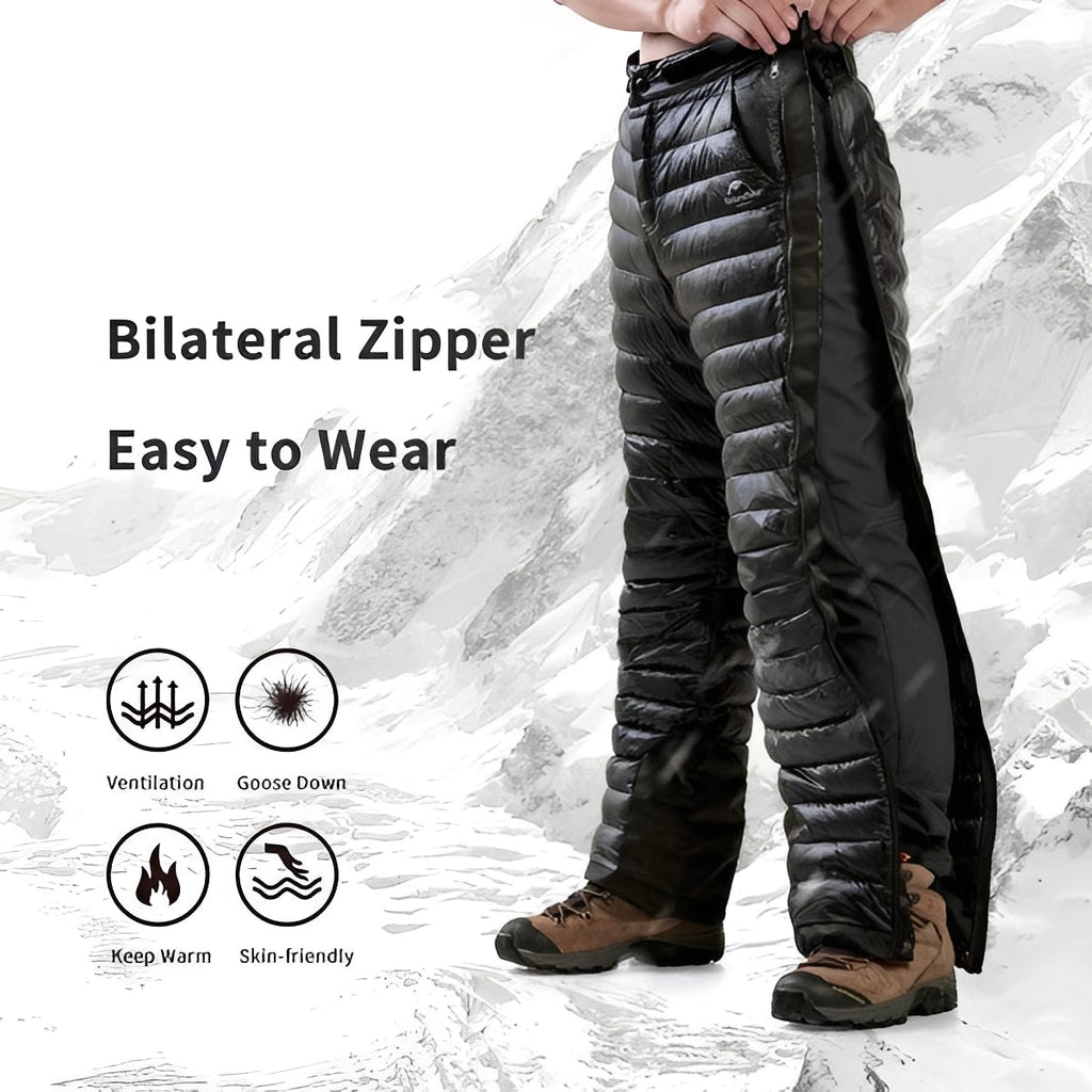 Thermal Goose Down Pants with Zipper for Outdoor Winter Activities