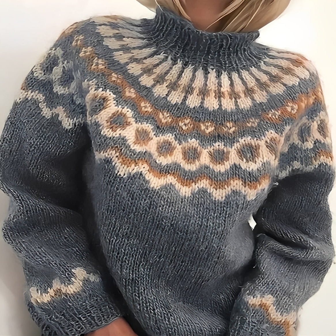 Traditional Icelandic Wool Turtleneck Sweater for Winter Wear