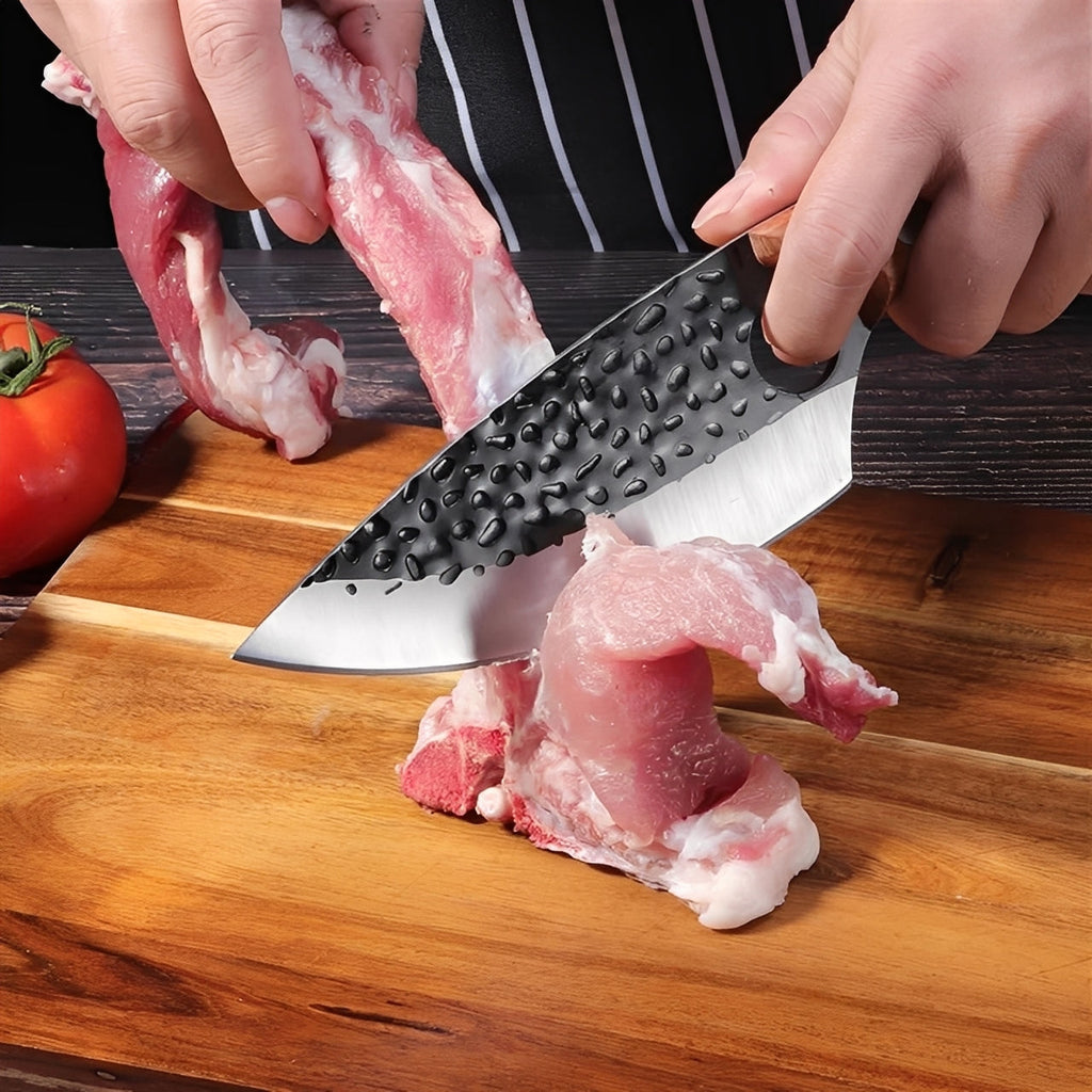 Steel Blade Kitchen Knife with Ergonomic Wooden Handle