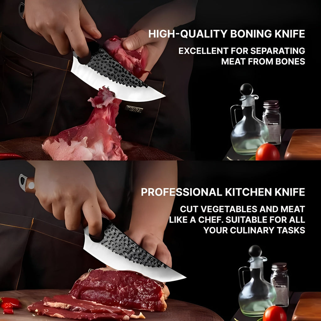 Steel Blade Kitchen Knife with Ergonomic Wooden Handle