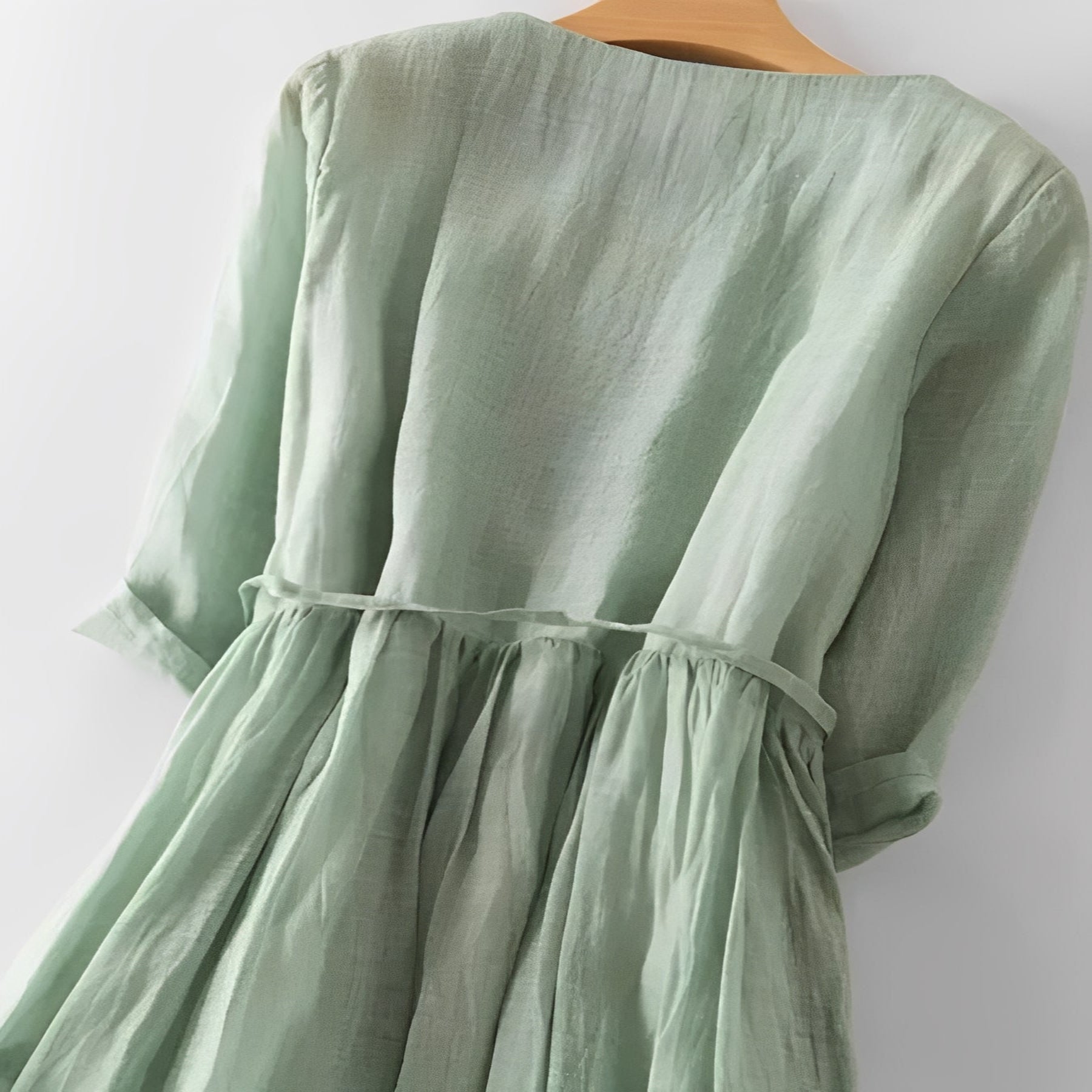 Cotton Linen Dress with Ruffle Detail for Women