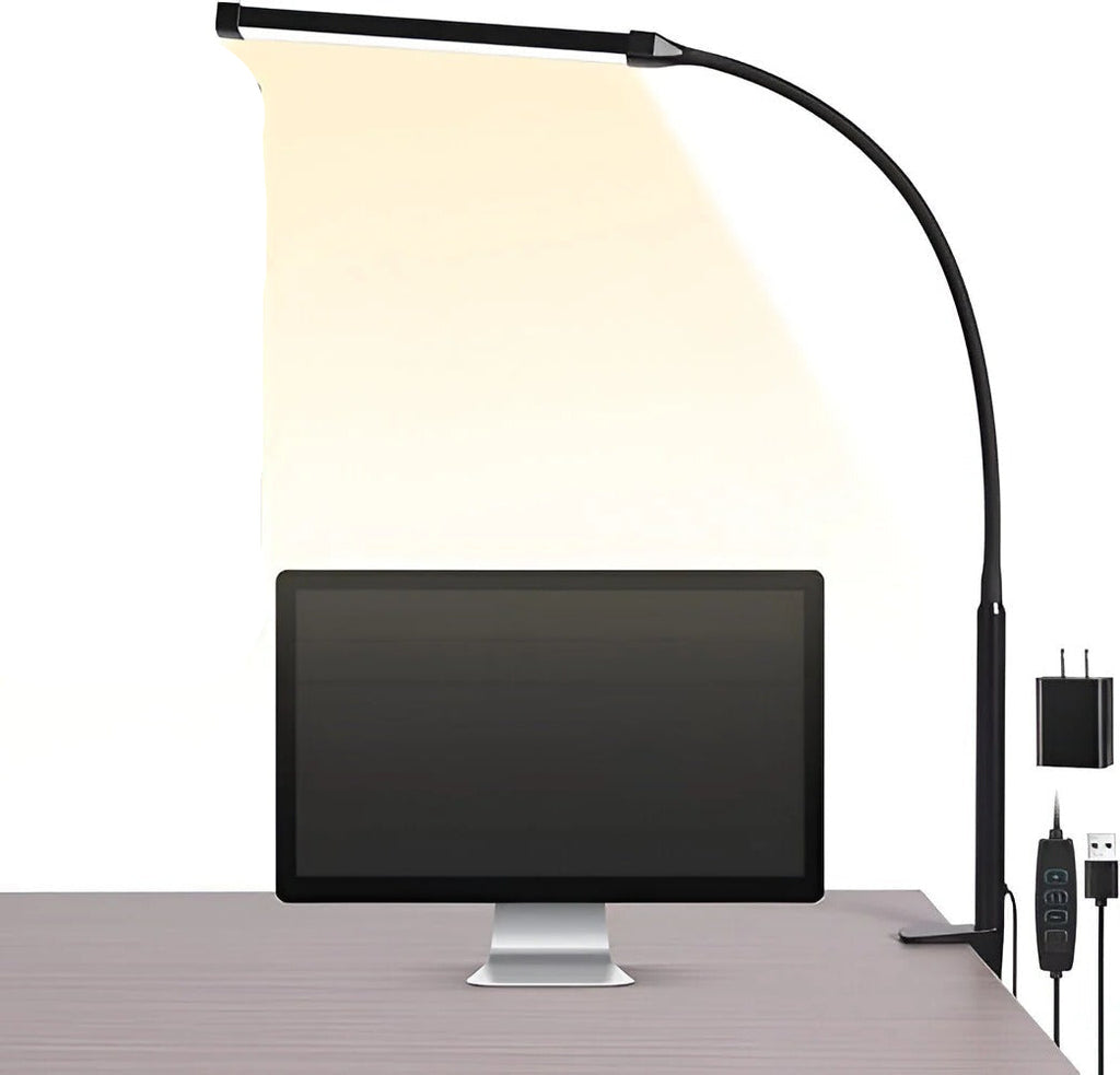 LED Clamp Desk Lamp with Flexible Gooseneck Arm