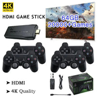 HDMI Game Console Stick with 64GB Storage and 2 Wireless Controllers