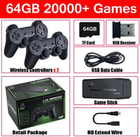 HDMI Game Console Stick with 64GB Storage and 2 Wireless Controllers