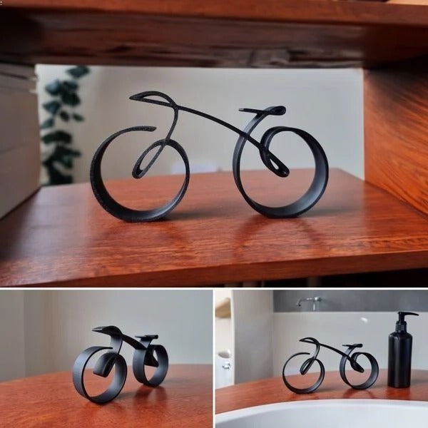 Wire Frame Bicycle Sculpture with Minimalist Metal Design
