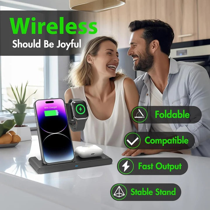 3-in-1 Wireless Charging Station for Phone Watch and Earbuds