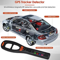 Portable RF Bug Detector with Sound, Light, and Vibration Alerts