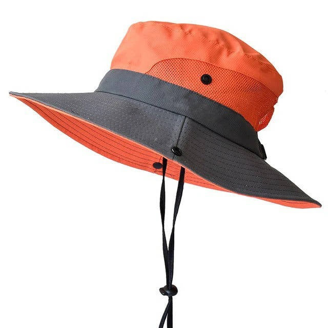 Foldable Wide Brim Sun Hat with Adjustable Chin Strap