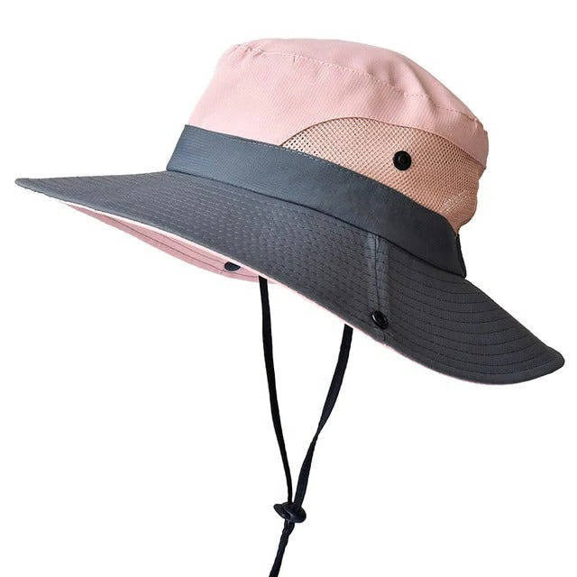 Foldable Wide Brim Sun Hat with Adjustable Chin Strap