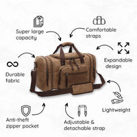Canvas Travel Duffel Bag with Large Storage Capacity