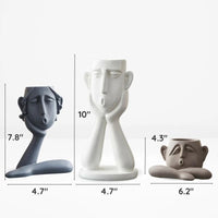 Face Shaped Plant Vase Set with Modern Sculptural Design