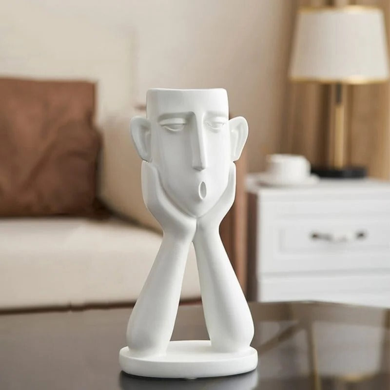 Face Shaped Plant Vase Set with Modern Sculptural Design