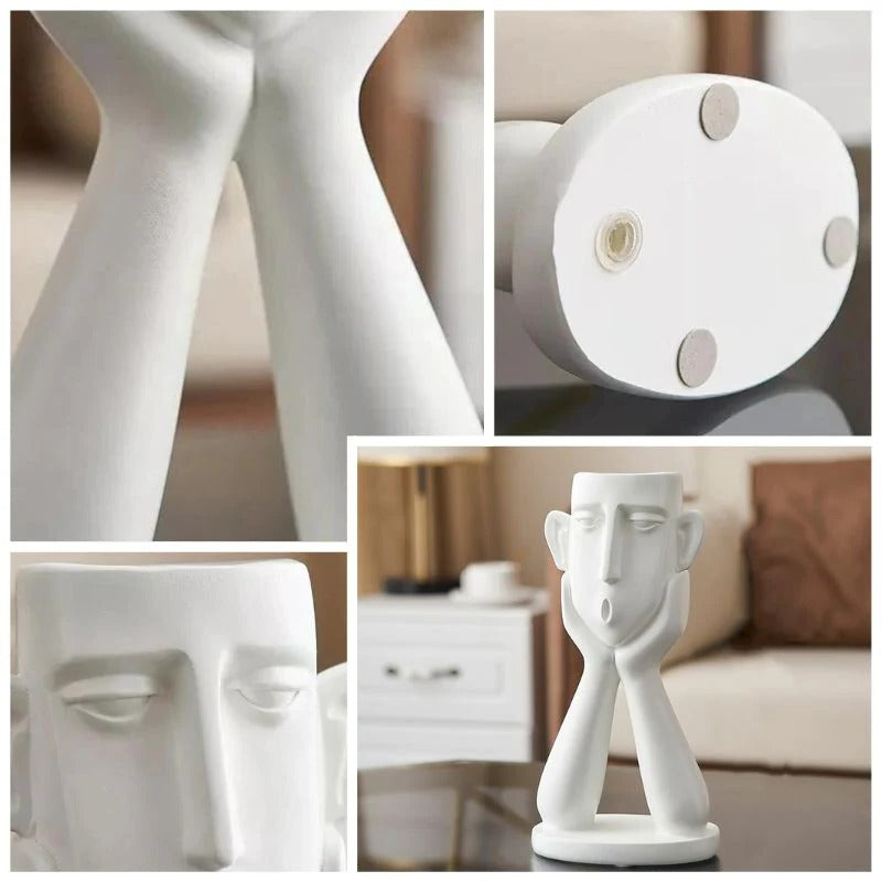 Face Shaped Plant Vase Set with Modern Sculptural Design