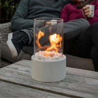 Portable Glass Cylinder Fireplace with Snuffer Tool