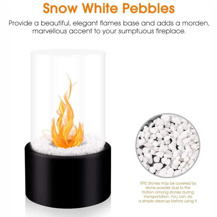 Portable Glass Cylinder Fireplace with Snuffer Tool