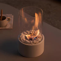 Portable Glass Cylinder Fireplace with Snuffer Tool