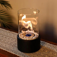 Portable Glass Cylinder Fireplace with Snuffer Tool