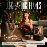 Portable Glass Cylinder Fireplace with Snuffer Tool