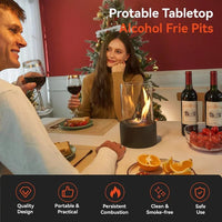 Portable Glass Cylinder Fireplace with Snuffer Tool