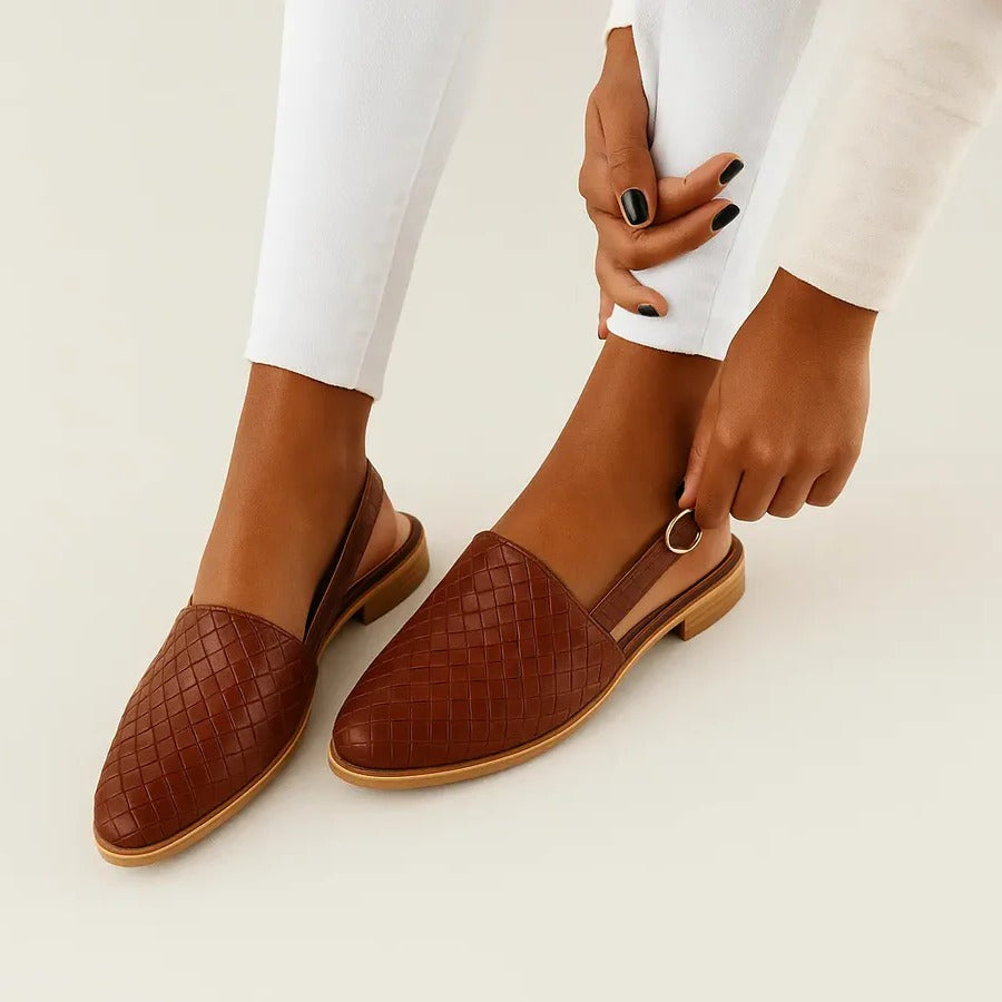 Woven Slingback Flats for Women with Cushioned Sole