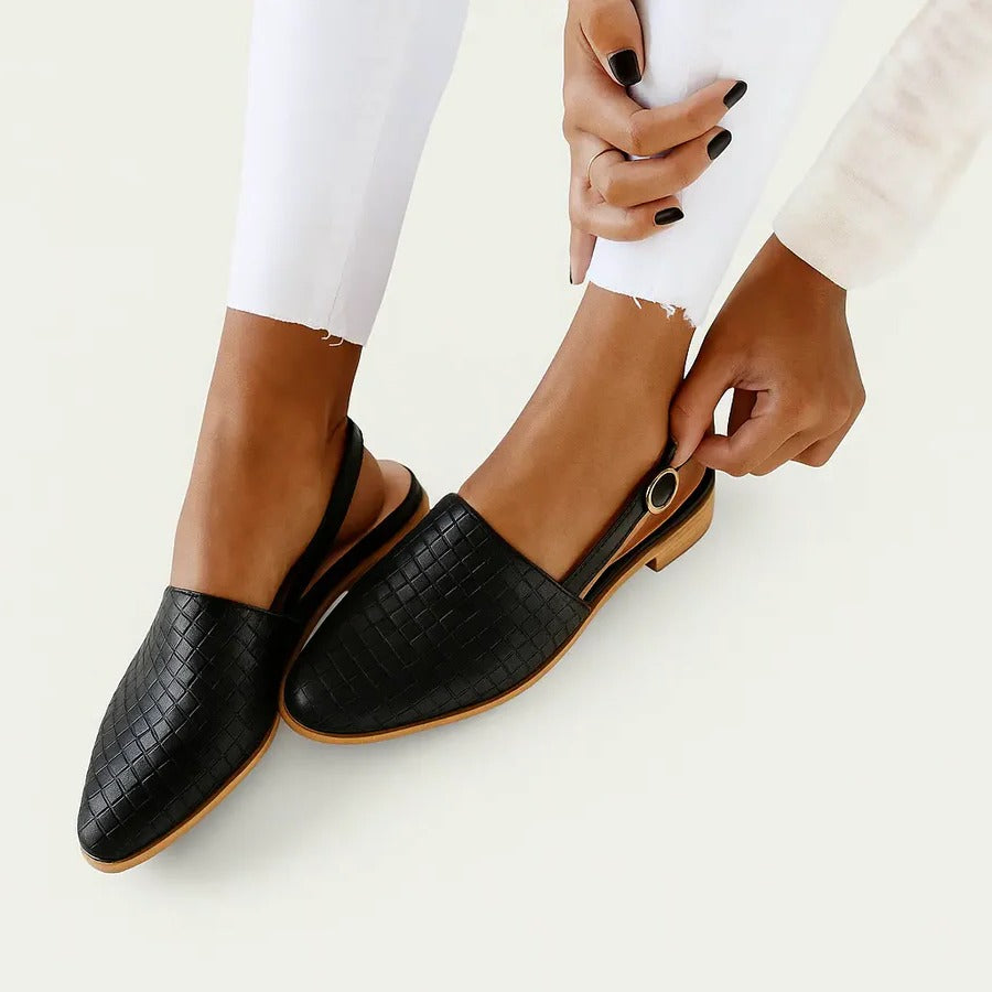 Woven Slingback Flats for Women with Cushioned Sole