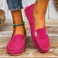 Womens PU Leather Slip On Moccasin Loafers
