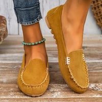 Womens PU Leather Slip On Moccasin Loafers