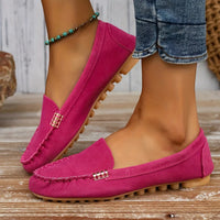 Womens PU Leather Slip On Moccasin Loafers