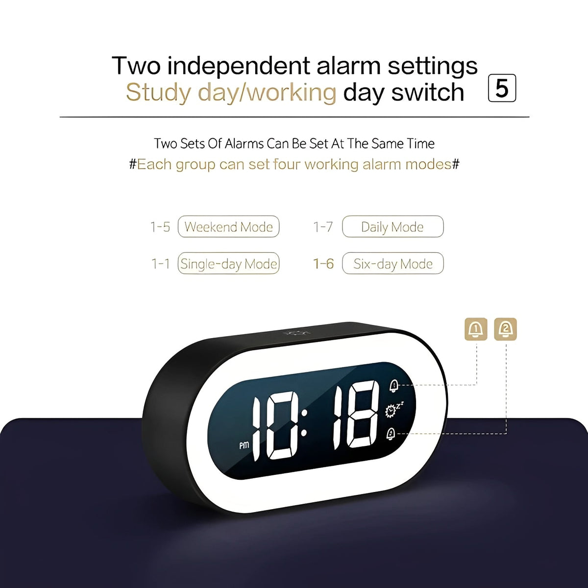 Rechargeable Sunrise Alarm Clock with Dimmable Light and USB C Charging