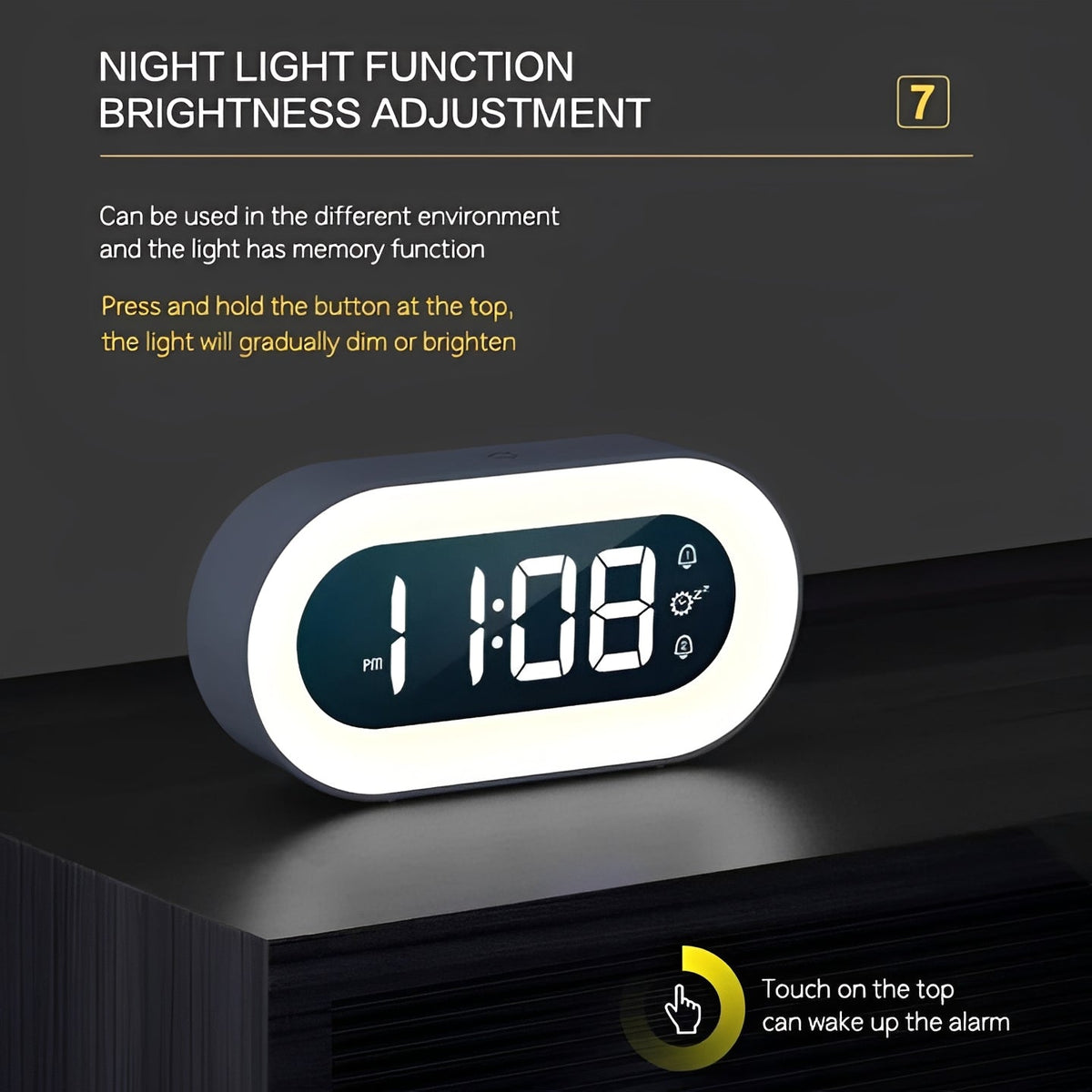 Rechargeable Sunrise Alarm Clock with Dimmable Light and USB C Charging