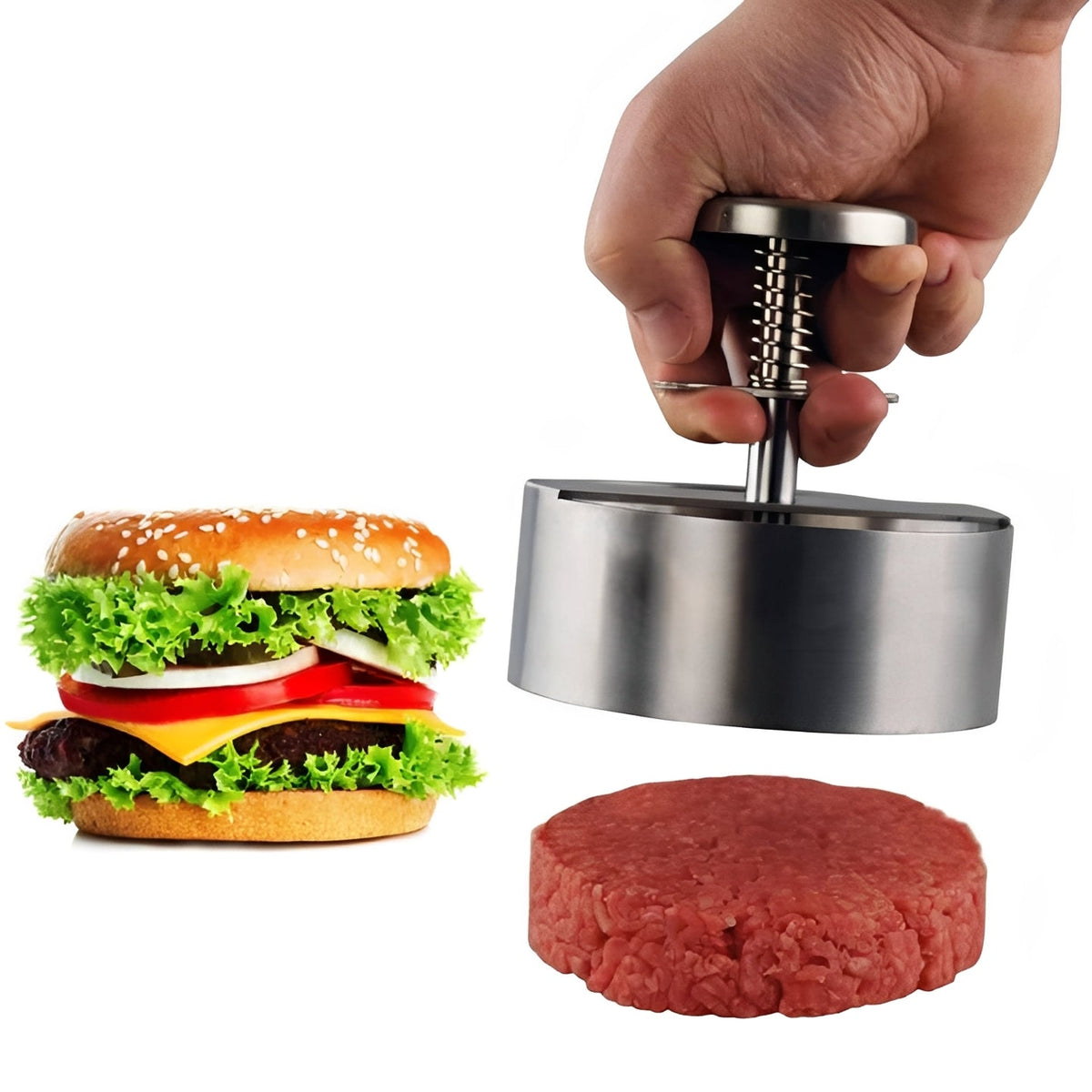 Stainless Steel Burger Press Patty Maker for Grilling and BBQ