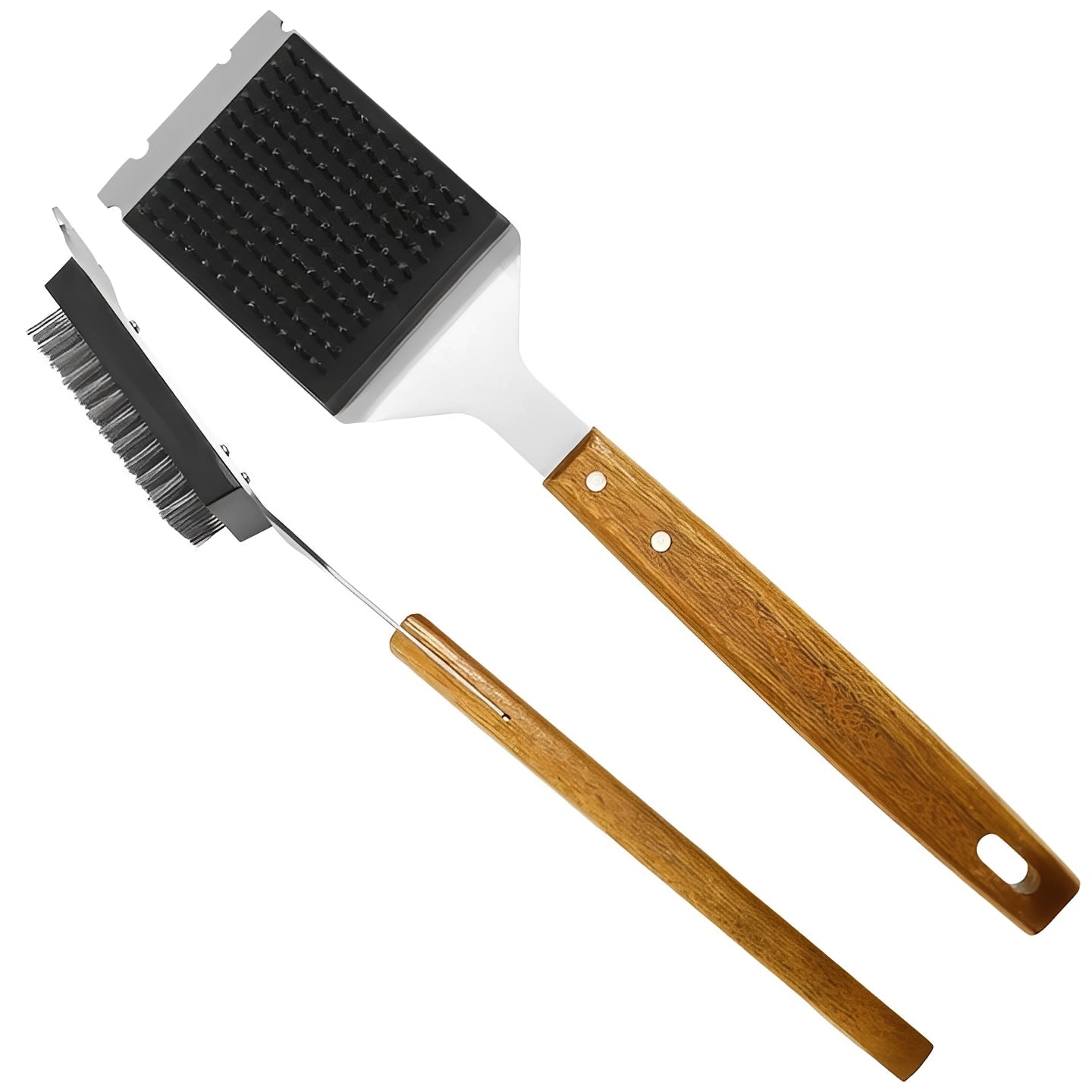 Long Handle BBQ Grill Cleaning Brush with Built In Scraper, 2 Pack