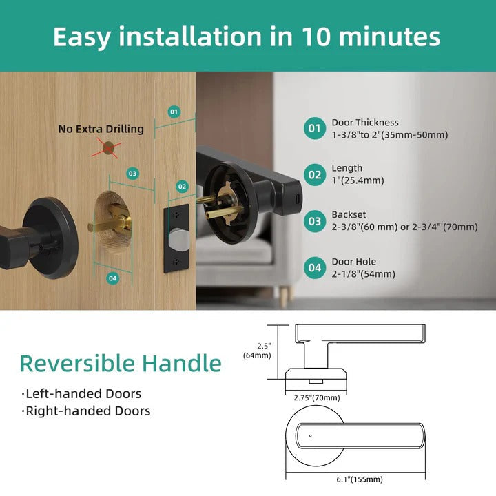 Fingerprint Keypad Smart Door Lock with Integrated Handle