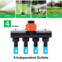 4 Way Garden Hose Splitter for Simultaneous Water Connection
