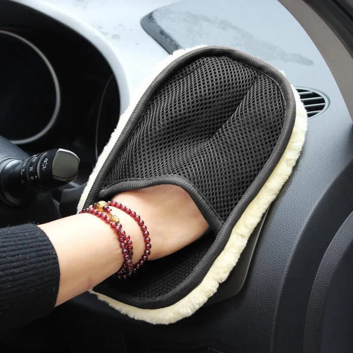 Dual Sided Microfiber Car Cleaning Cloth with Elastic Wristband