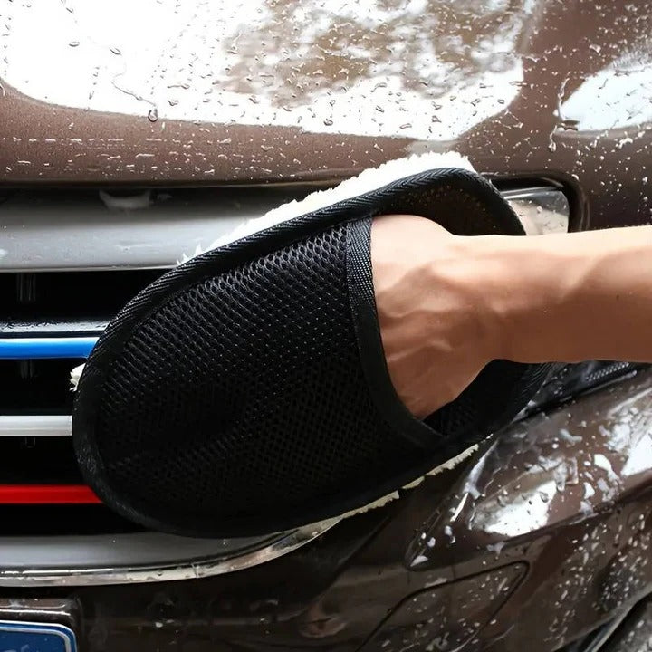 Dual Sided Microfiber Car Cleaning Cloth with Elastic Wristband