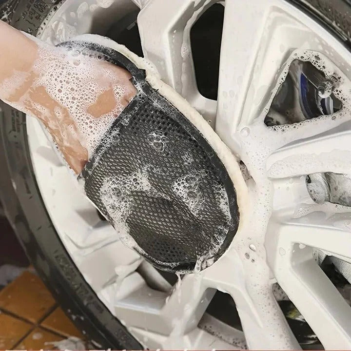 Dual Sided Microfiber Car Cleaning Cloth with Elastic Wristband