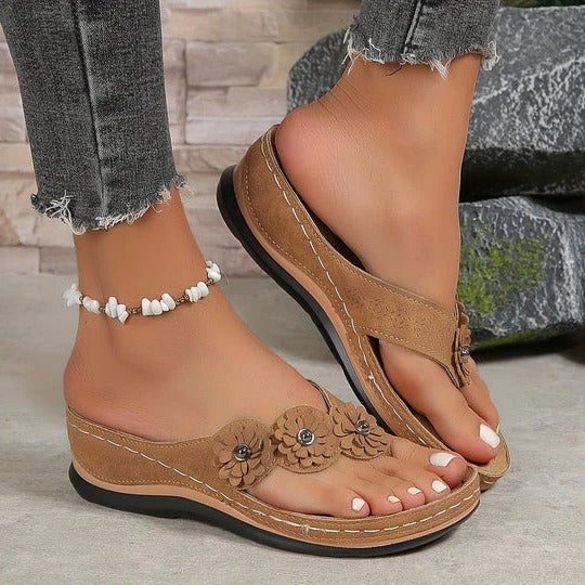Contoured Footbed Sandals for Women with Adjustable Strap and Anti Slip Rubber Sole