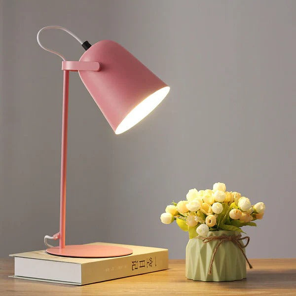 Nordic Iron Bucket Table Lamp with Macaron Color Design