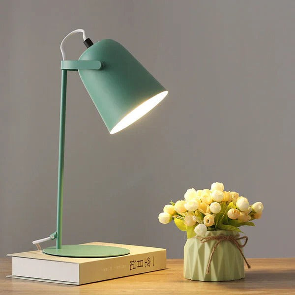 Nordic Iron Bucket Table Lamp with Macaron Color Design