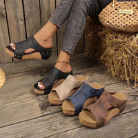Womens Platform Wedge Sandals with Studded Strap Detail